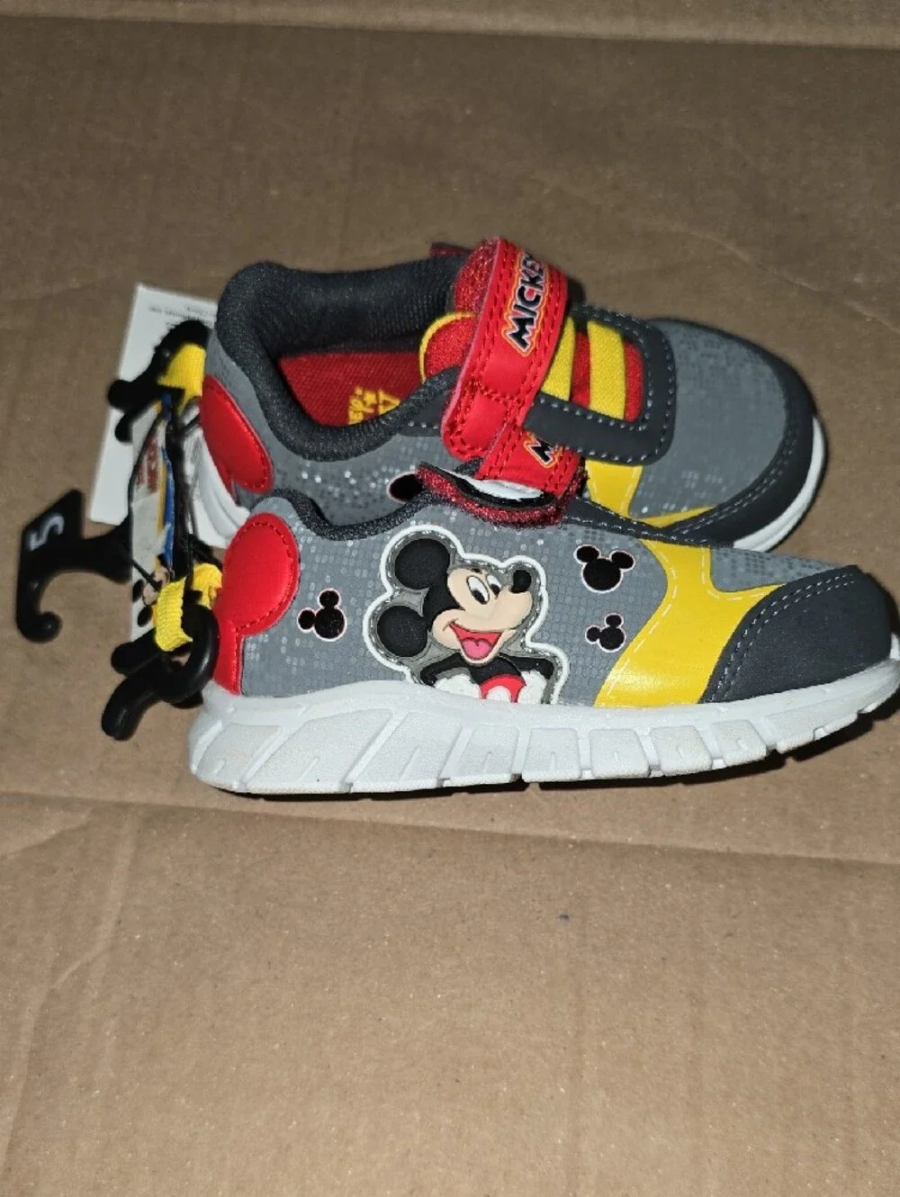 Nwt Boys Disney Mickey Mouse Grey and Red Shoes Size 5